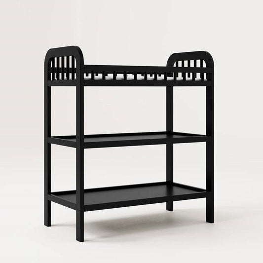 Black Wooden Baby Changing Table with Safety Rail Pad
