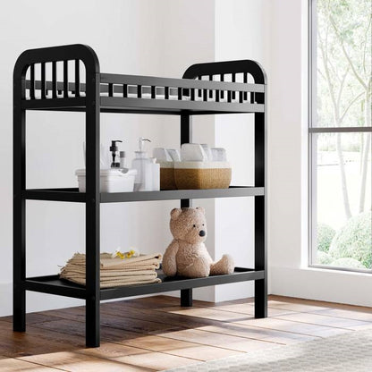 Black Wooden Baby Changing Table with Safety Rail Pad