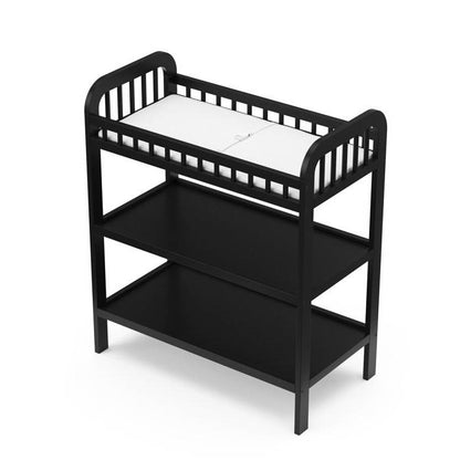 Black Wooden Baby Changing Table with Safety Rail Pad