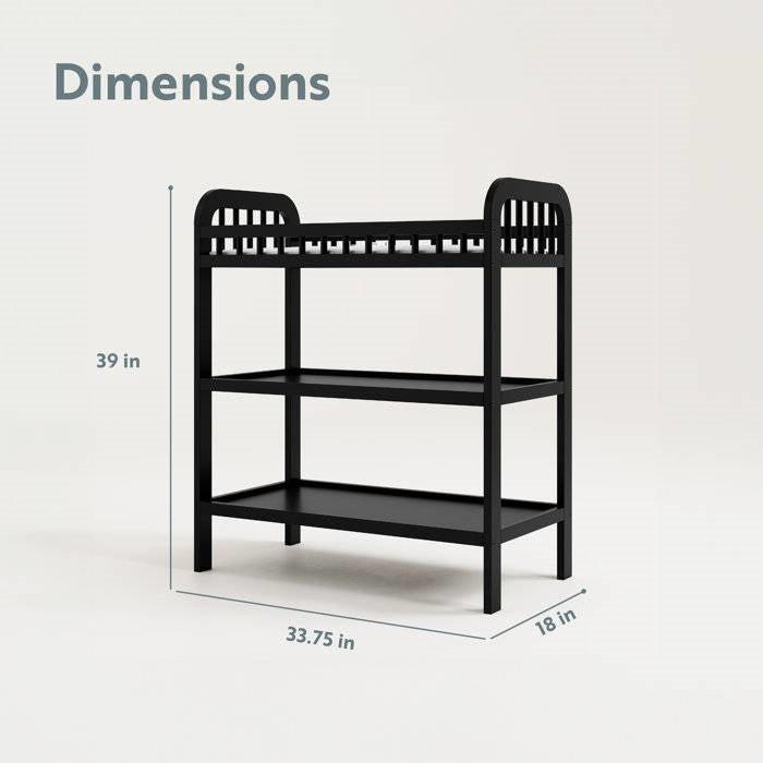 Black Wooden Baby Changing Table with Safety Rail Pad