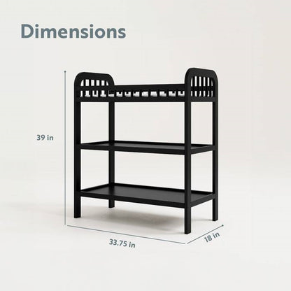 Black Wooden Baby Changing Table with Safety Rail Pad