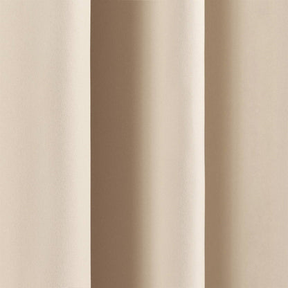 52 x 54 inch Solid Beige Cream Thermal Blackout Curtain Panels - Set of 2