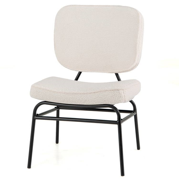 Cream Sherpa Upholstered Reading Plush Accent Chair