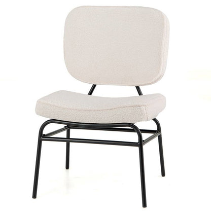 Cream Sherpa Upholstered Reading Plush Accent Chair