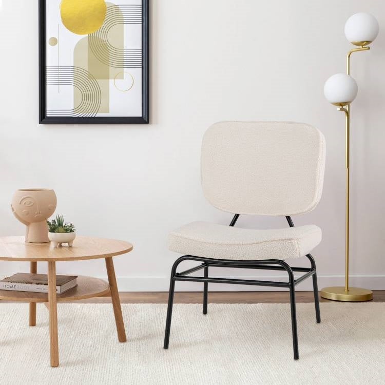 Cream Sherpa Upholstered Reading Plush Accent Chair