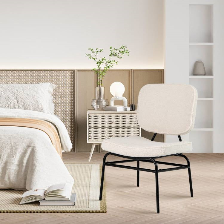 Cream Sherpa Upholstered Reading Plush Accent Chair