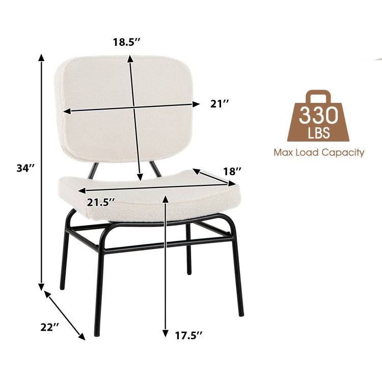 Cream Sherpa Upholstered Reading Plush Accent Chair