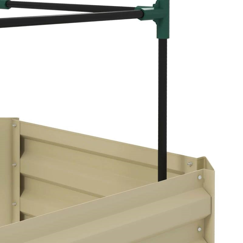 Galvanized Beige Open Bottom Raised Tomato Trellis Cage Garden Planter Box