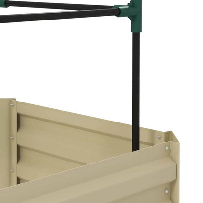 Galvanized Beige Open Bottom Raised Tomato Trellis Cage Garden Planter Box