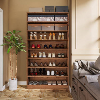 9 Tier Brown Wood Shoe Storage Cabinet, Holds Up To 45 Pairs