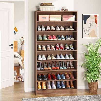 9 Tier Brown Wood Shoe Storage Cabinet, Holds Up To 45 Pairs
