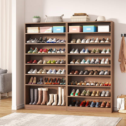 9 Tier Brown Wood Shoe Storage Cabinet, Holds Up To 45 Pairs