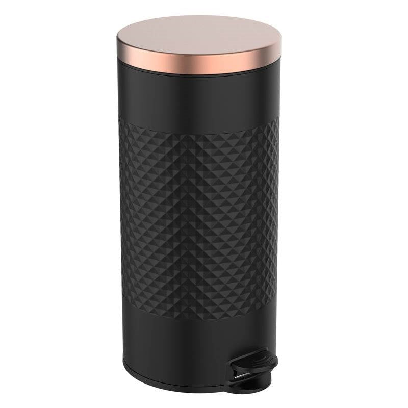 Hands Free Round Black/Gold Metal Step On Trash Can - 8 Gallons