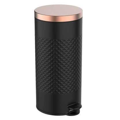 Hands Free Round Black/Gold Metal Step On Trash Can - 8 Gallons