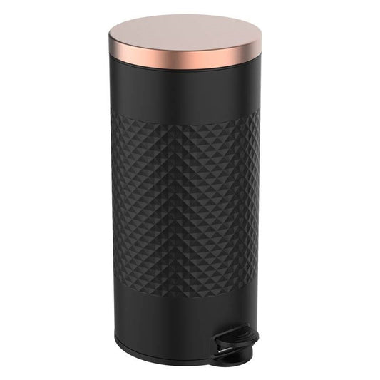 Hands Free Round Black/Gold Metal Step On Trash Can - 8 Gallons