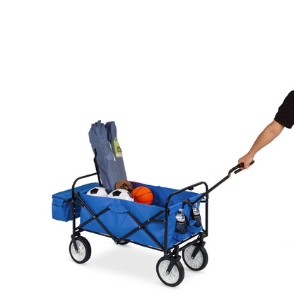 Collapsible Utility Wagon Cart Indoor/Outdoor w/ Canopy - Blue