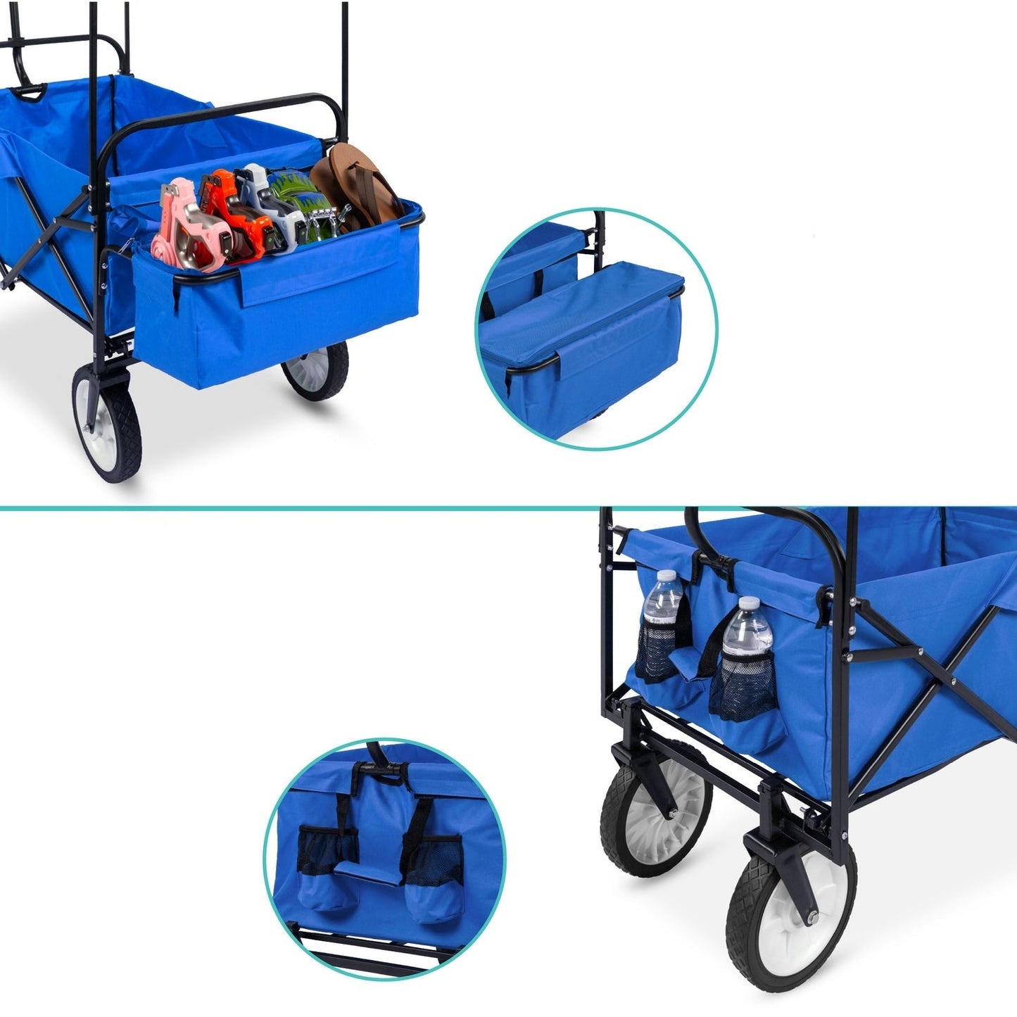 Collapsible Utility Wagon Cart Indoor/Outdoor w/ Canopy - Blue