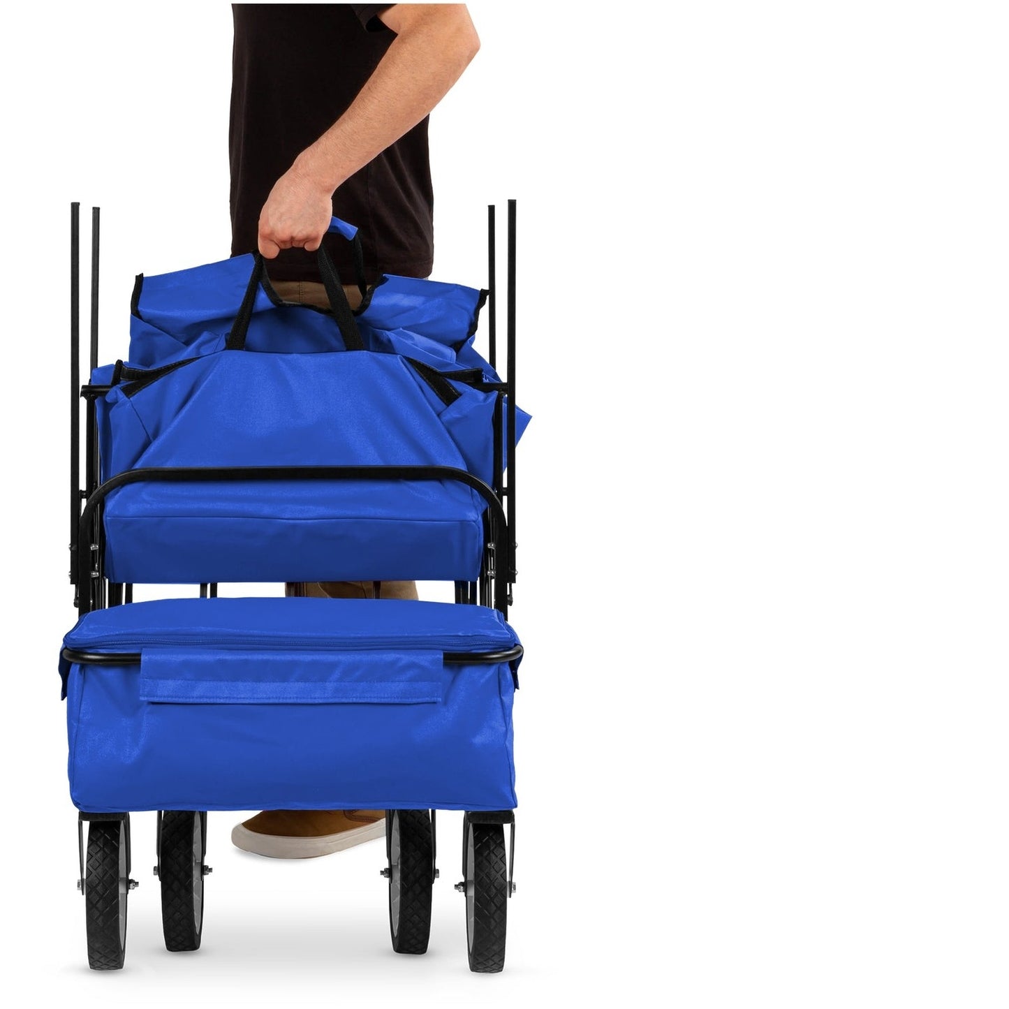 Collapsible Utility Wagon Cart Indoor/Outdoor w/ Canopy - Blue