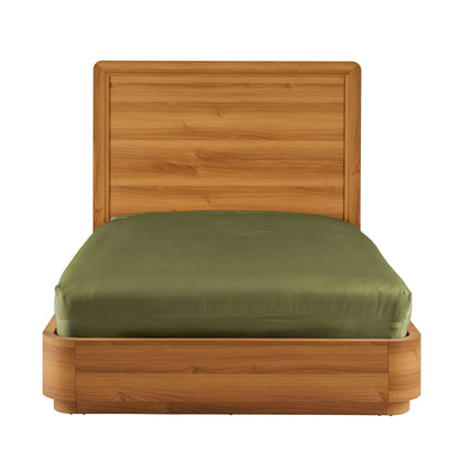 Queen Size Elite Brown Curved Wooden Platform Bed