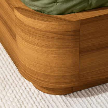 Queen Size Elite Brown Curved Wooden Platform Bed