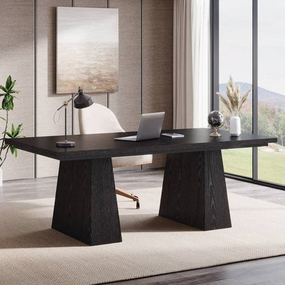 Modern Black Wooden Office Computer Workstation Executive Desk