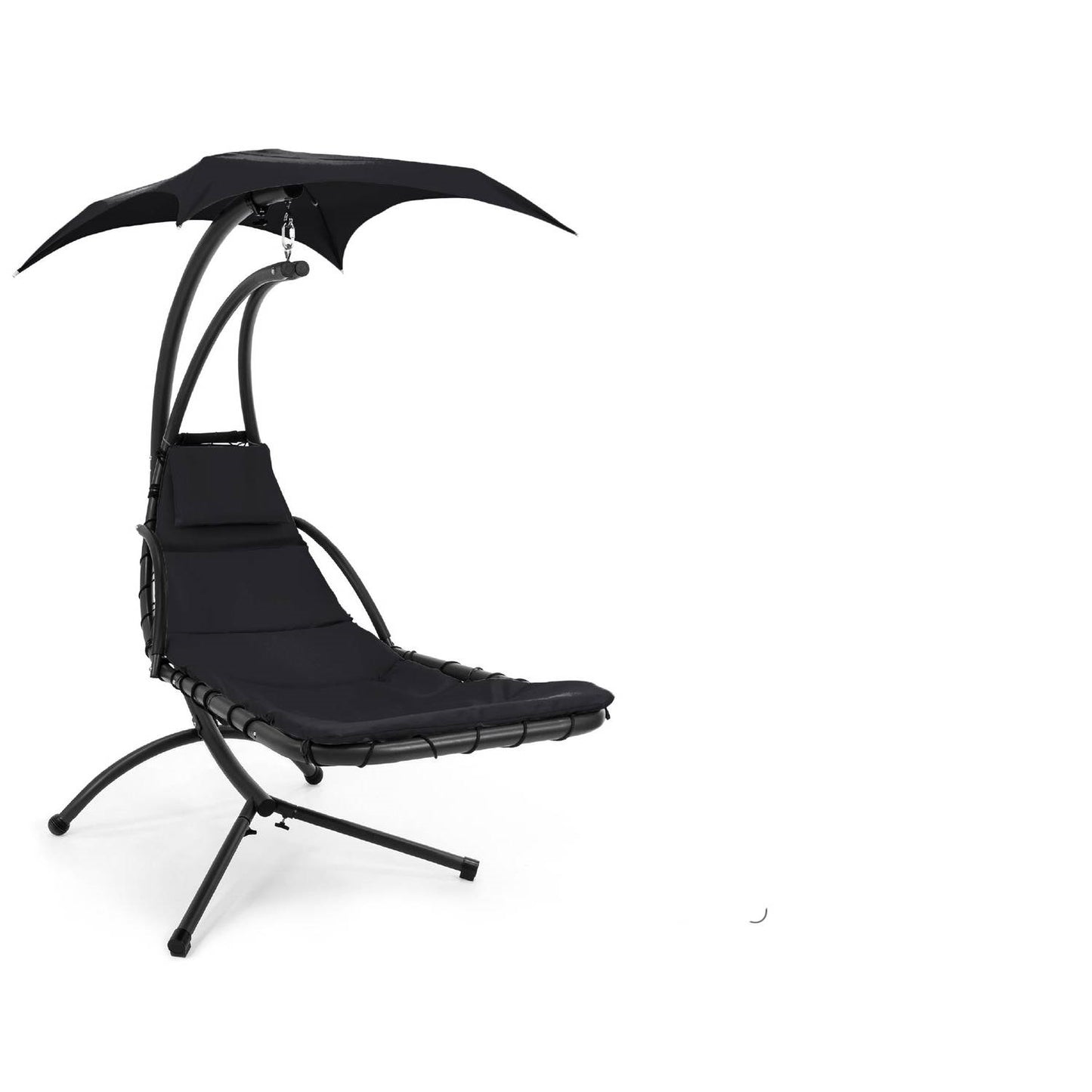 Black Single Person Modern Chaise Lounger Hammock Chair Porch Swing
