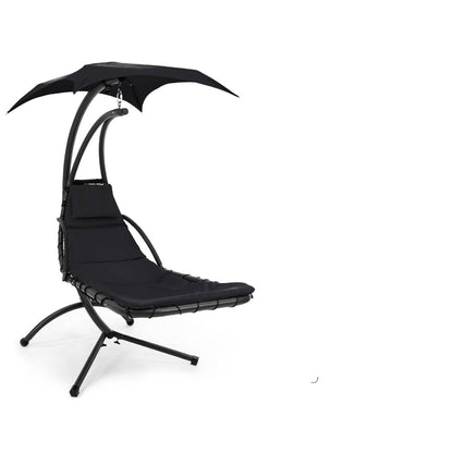 Black Single Person Modern Chaise Lounger Hammock Chair Porch Swing