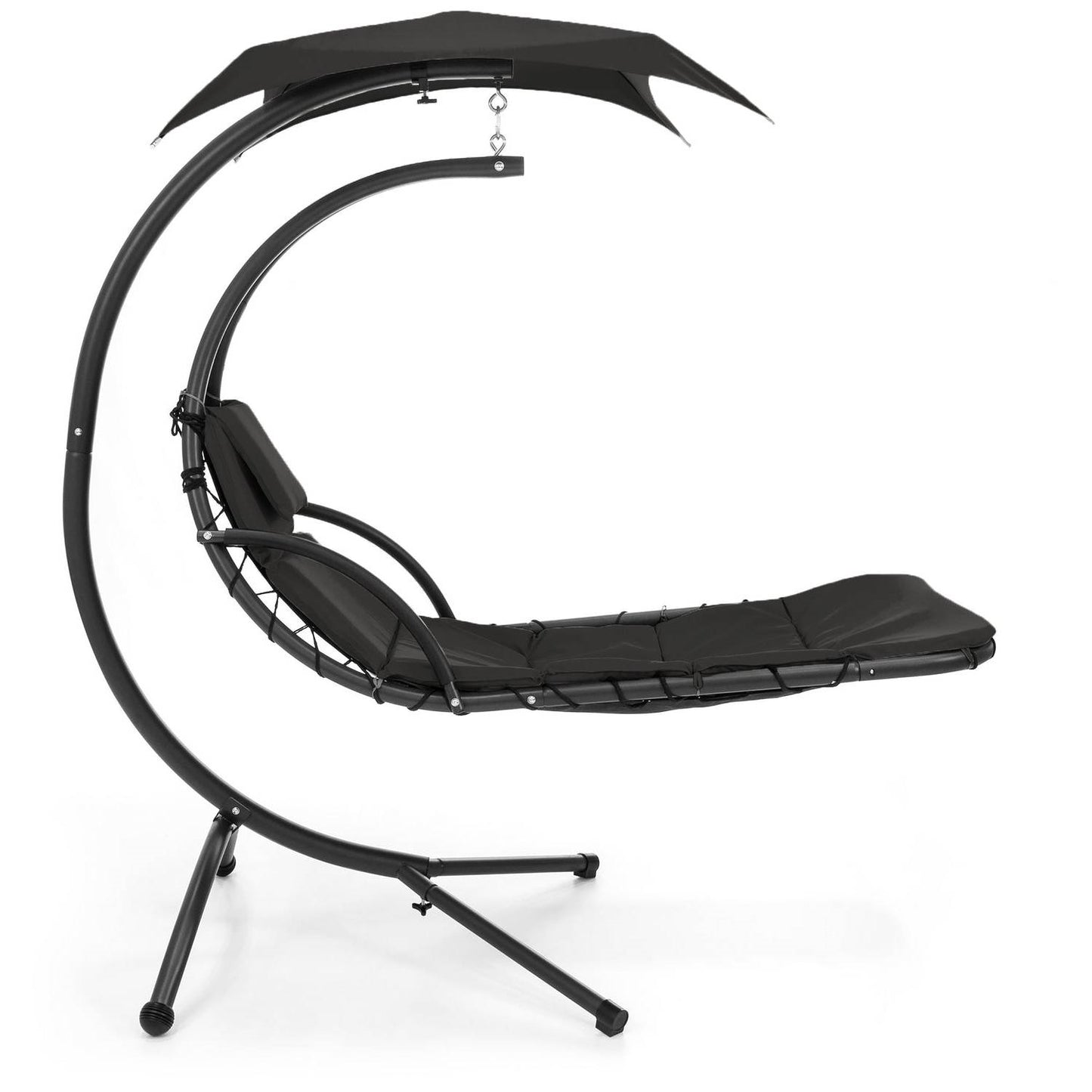 Black Single Person Modern Chaise Lounger Hammock Chair Porch Swing