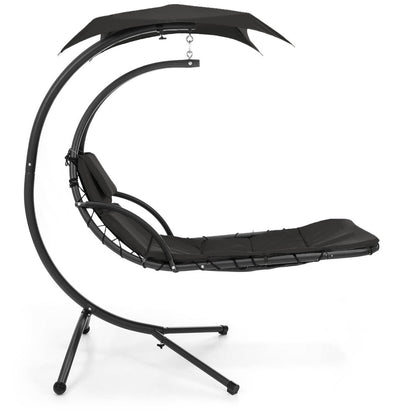 Black Single Person Modern Chaise Lounger Hammock Chair Porch Swing