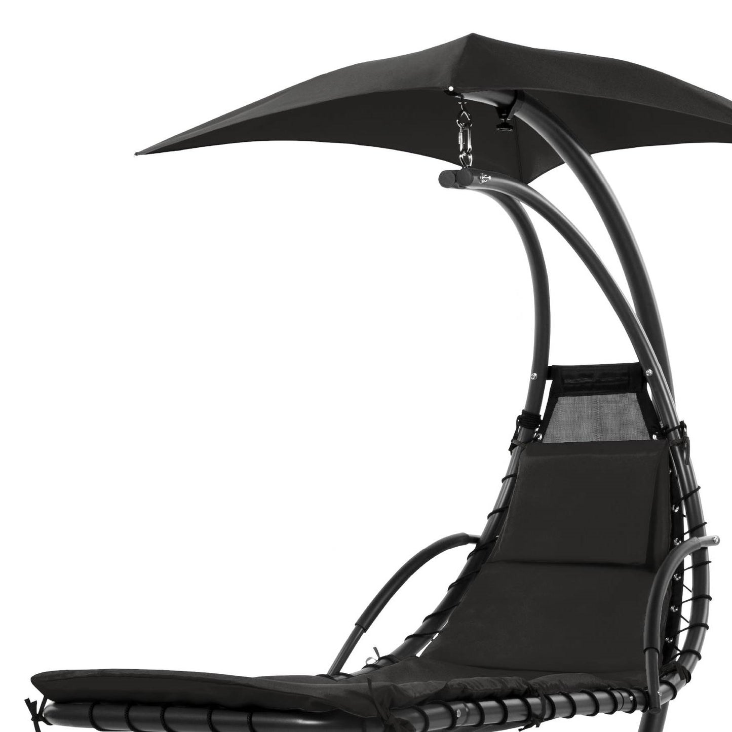 Black Single Person Modern Chaise Lounger Hammock Chair Porch Swing