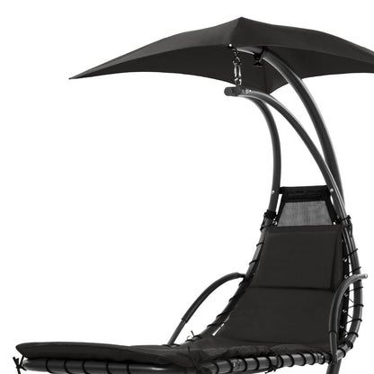 Black Single Person Modern Chaise Lounger Hammock Chair Porch Swing