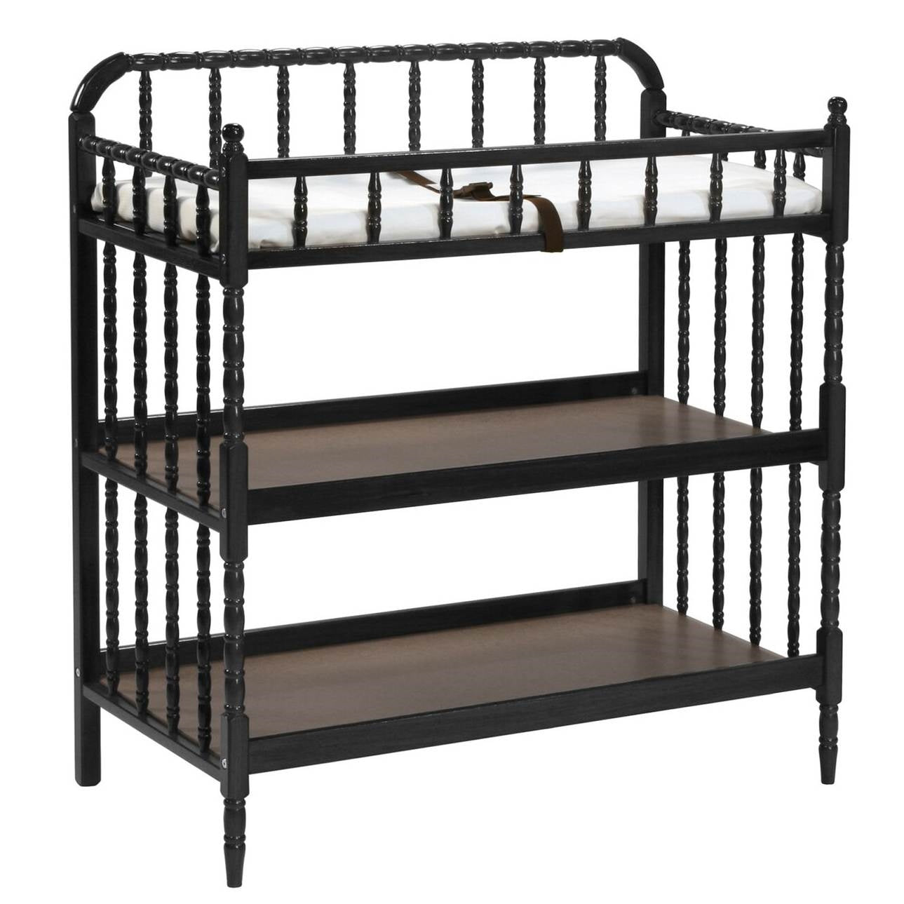 Black Wood Changing Table with 1-inch Waterproof Changing Pad