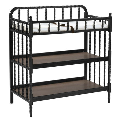 Black Wood Changing Table with 1-inch Waterproof Changing Pad