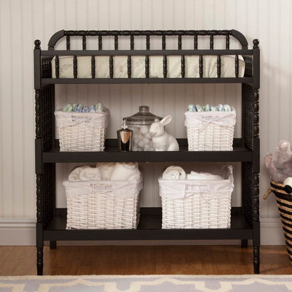 Black Wood Changing Table with 1-inch Waterproof Changing Pad