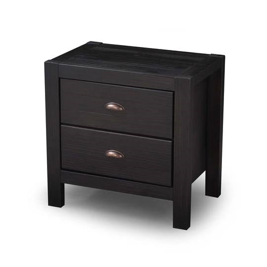 FarmHouse 2 Drawer Nightstand in Black
