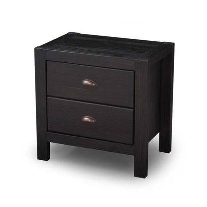 FarmHouse 2 Drawer Nightstand in Black