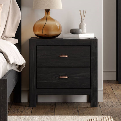 FarmHouse 2 Drawer Nightstand in Black