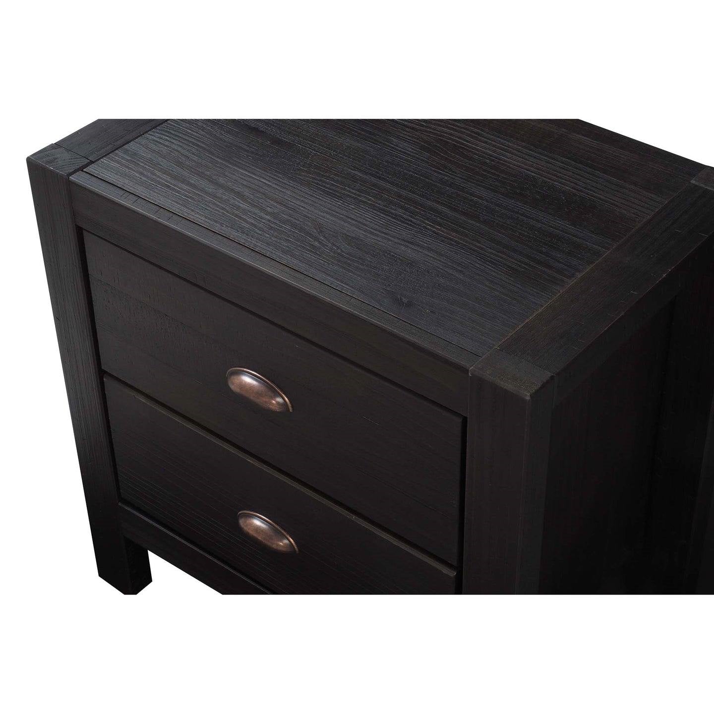 FarmHouse 2 Drawer Nightstand in Black