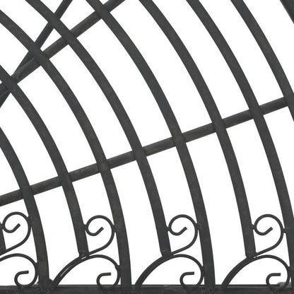 Half-Circle Outdoor Patio Garden Black Wrought Iron Tree Bench