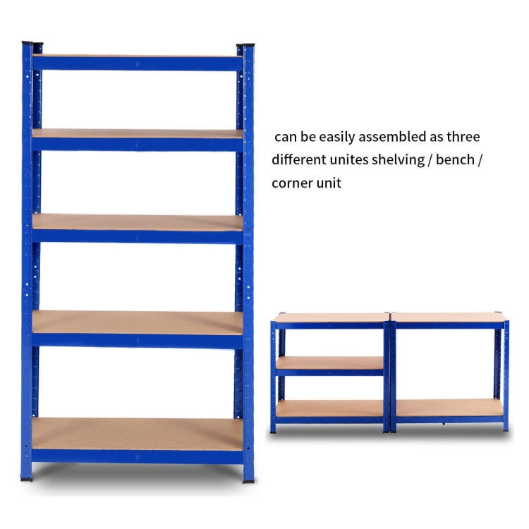 Blue Heavy Duty Steel 5 Tier Garage Adjustable Shelving Storage Rack
