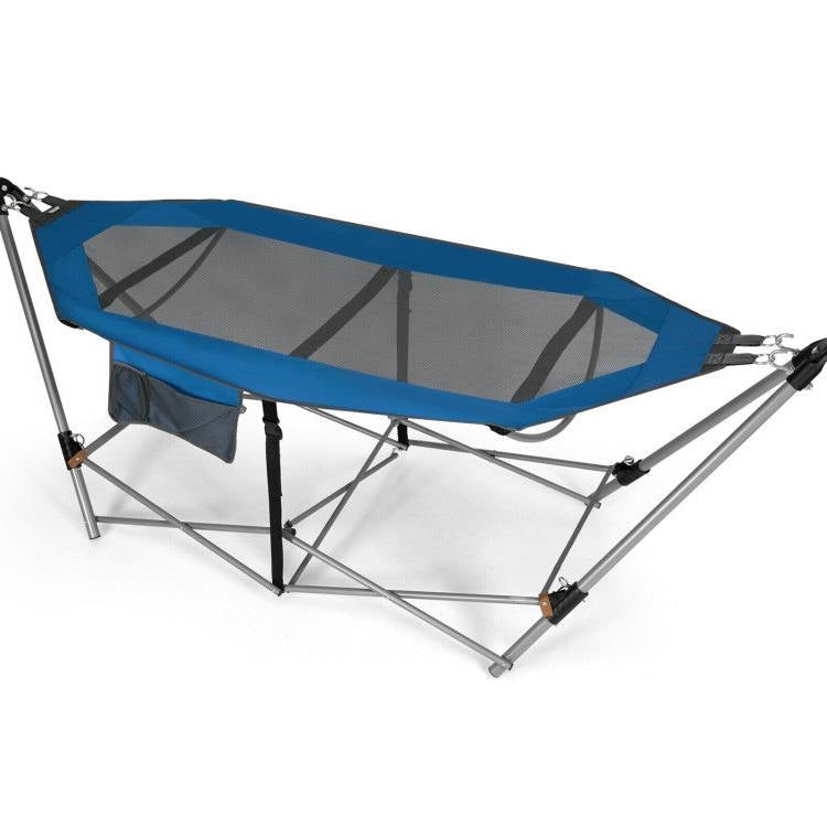 Blue Portable Camping Foldable Hammock with Stand Carry Case