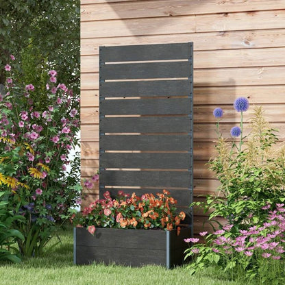Black Wood-Plastic Composite Raised Bed with Slatted Fence Trellis