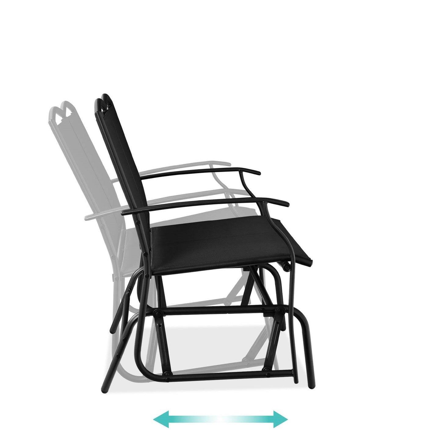 2 Seater Mesh Patio Loveseat Swing Glider Rocker with Armrests in Black