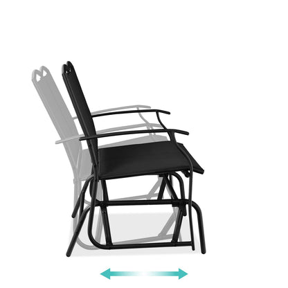 2 Seater Mesh Patio Loveseat Swing Glider Rocker with Armrests in Black