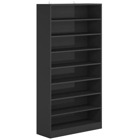 9 Tier Black Wood Shoe Storage Cabinet, Holds Up To 45 Pairs