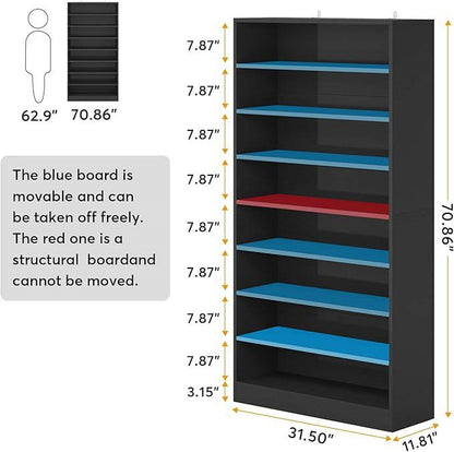 9 Tier Black Wood Shoe Storage Cabinet, Holds Up To 45 Pairs