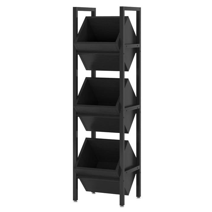 Black Industrial 3 Bin 36 Bottle Wine Storage Stand