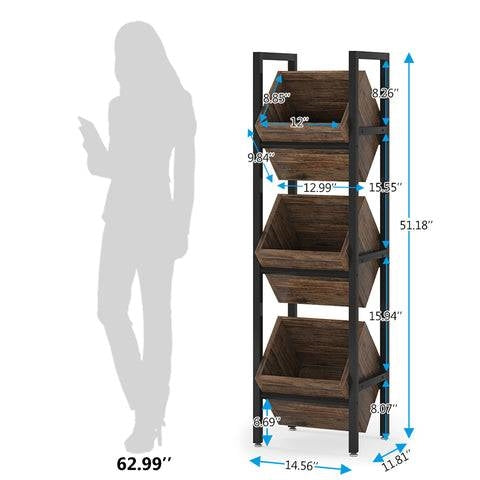 Black Industrial 3 Bin 36 Bottle Wine Storage Stand
