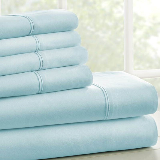 King Size, Aqua 6 PCS Supreme Softness Wrinkle Resistant Microfiber/Polyester Sheet Set