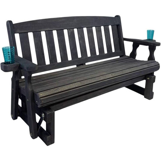 Made In USA 4ft Handmade Amish Heavy Duty Porch Glider Black